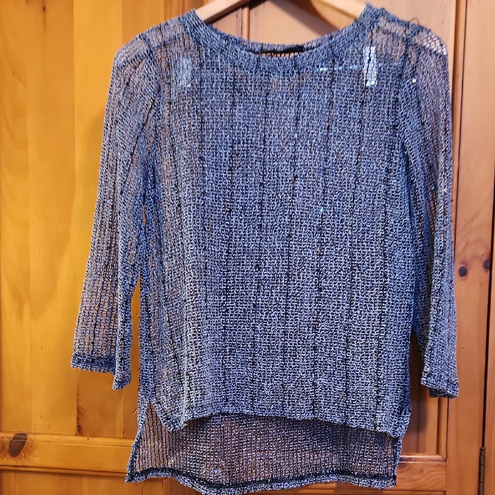 INC International Concepts Blue Metallic Blouse